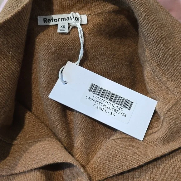 REFORMATION Cashmere Polo Size XS Camel As Seen On Taylor Swift… - Picture 12 of 16